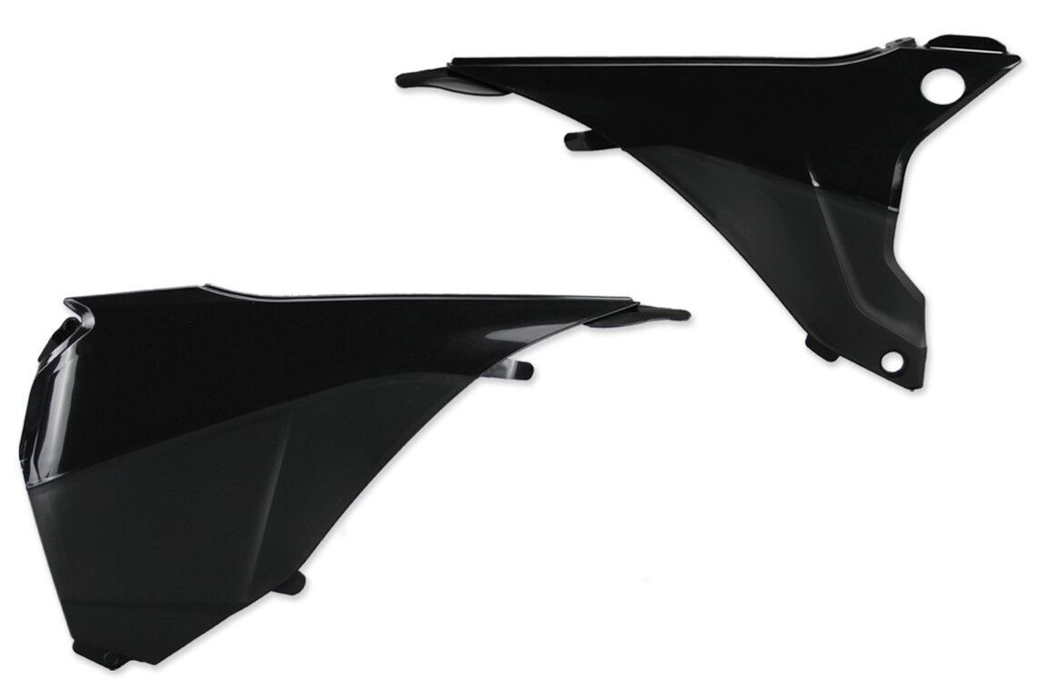 UFO Black Airbox Covers for KTM: EXC125 (2016), EXC200 (2016), EXC250 (2016), EXC250F (2014-2016), EXC300 (2014, 2016), EXC350F (2014-2016), EXC450 (2014-2016), EXC500 (2014-2016), XCF250W (2014-2016), XCF350W (2014-2016), XCW200 (2014-2015), XCW250 (2014-2015), XCW3...and more