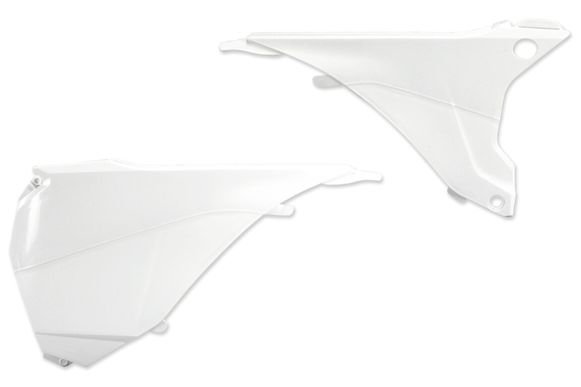 UFO White Airbox Covers for KTM: EXC125 (2016), EXC200 (2016), EXC250 (2016), EXC250F (2014-2016), EXC300 (2014, 2016), EXC350F (2014-2016), EXC450 (2014-2016), EXC500 (2014-2016), XCF250W (2014-2016), XCF350W (2014-2016), XCW200 (2014-2015), XCW250 (2014-2015), XCW3...and more