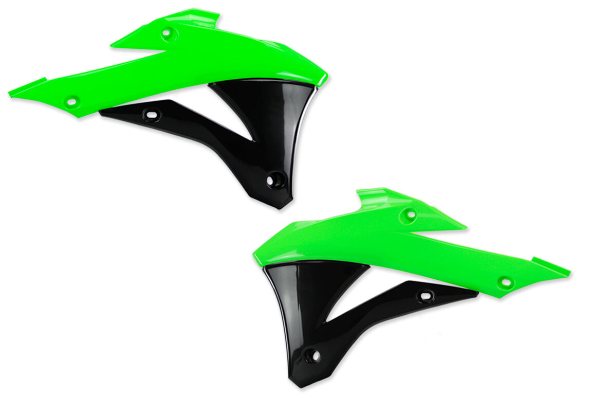 Polisport Green / Black Radiator Shroud Set for Kawasaki: KX100 (2014-2021), KX85 (2014-2021)