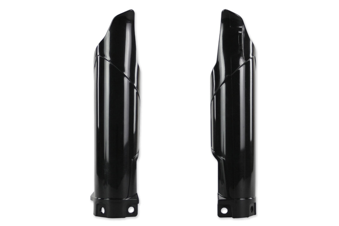 UFO Black Lower Fork Guards for Kawasaki: KX100 (2014-2021), KX112 (2022-2026), KX85 (2014-2026)