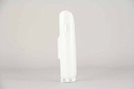 Left Side UFO White Lower Fork Guards replacement plastics for 05-26 Suzuki RM85 dirt bikes.