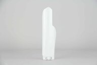 Right Side UFO White Lower Fork Guards replacement plastics for 05-26 Suzuki RM85 dirt bikes.