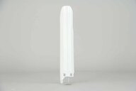 Right Side Polisport White Lower Fork Guards replacement plastics for 04-26 Suzuki RM125, RM250, RMZ250, RMZ450 dirt bikes.