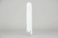 Left Side Polisport White Lower Fork Guards replacement plastics for 04-26 Suzuki RM125, RM250, RMZ250, RMZ450 dirt bikes.