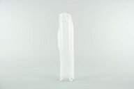 Left Side UFO White Shape with dimple Lower Fork Guards replacement plastics for 95-01 Honda CR125, CR250, CR500 dirt bikes.