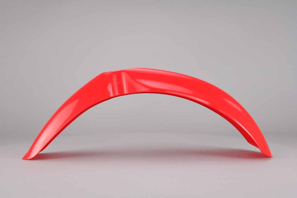 UFO Red Front Fender replacement plastics for 00-03 Honda CR125, CR250, CRF450 dirt bikes 360 view