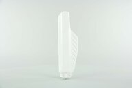 Right Side Polisport White Lower Fork Guards replacement plastics for 03-26 Honda CR85, CRF150 dirt bikes.