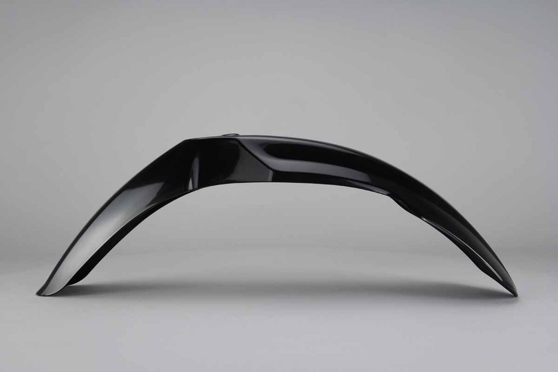 UFO Black Front Fender replacement plastics for 04-17 Honda CR125, CR250, CRF250, CRF450 dirt bikes 360 view