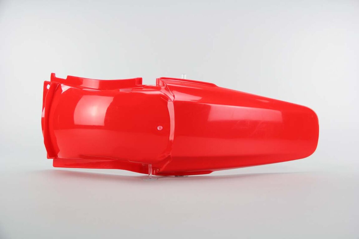 UFO Red Rear Fender replacement plastics for 02-07 Honda CR125, CR250 dirt bikes 360 view