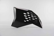 Left Side Polisport Black Radiator Shroud Set replacement plastics for 07-11 KTM EXC, EXCF, SX, SXF, XC, XCF, XCW dirt bikes.