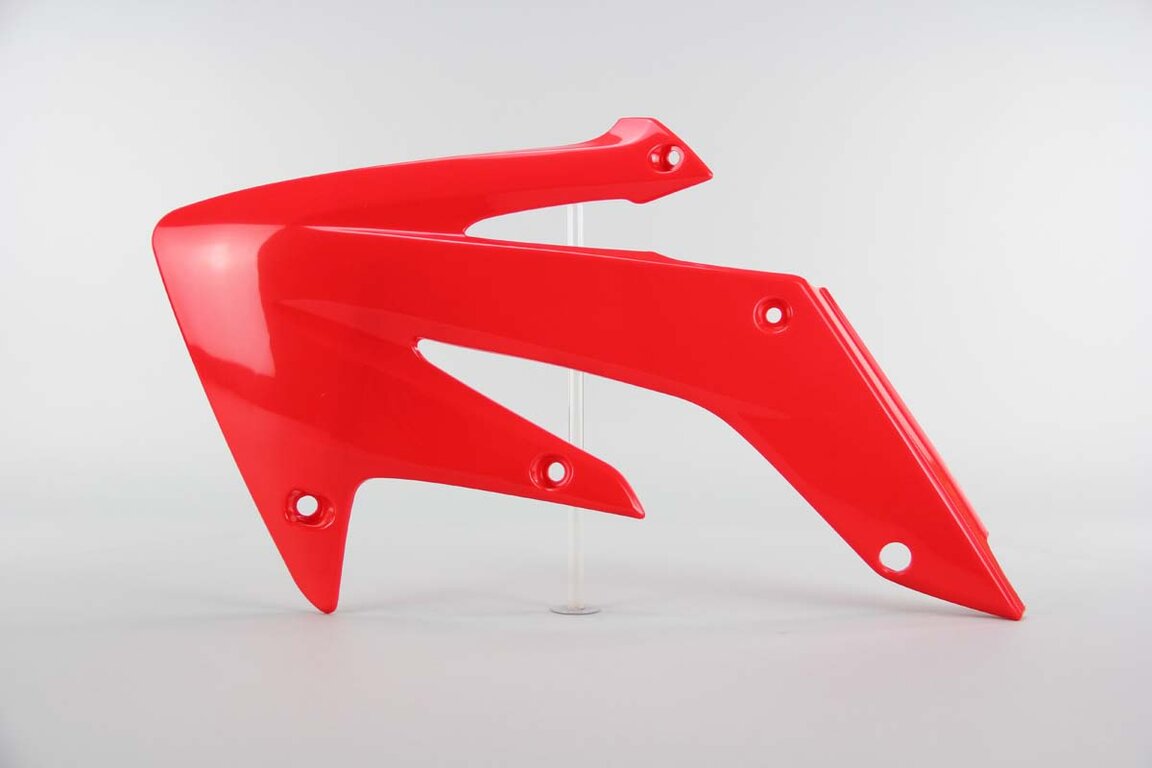 Left Side UFO Red Radiator Shroud Set replacement plastics for 04-17 Honda CRF250 dirt bikes.