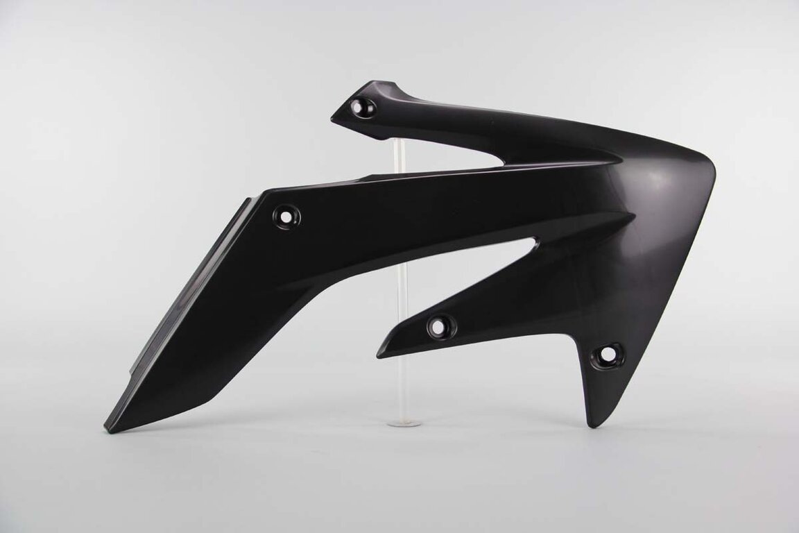 Right Side UFO Black Radiator Shroud Set replacement plastics for 04-17 Honda CRF250 dirt bikes.