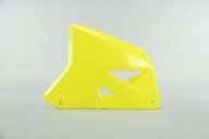 Left Side UFO Yellow Radiator Shroud replacement plastics for 02-26 Suzuki RM85 dirt bikes.