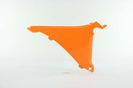 Right Side UFO Orange Airbox Covers replacement plastics for 11-13 KTM EXC, EXCF, SX, XC dirt bikes.