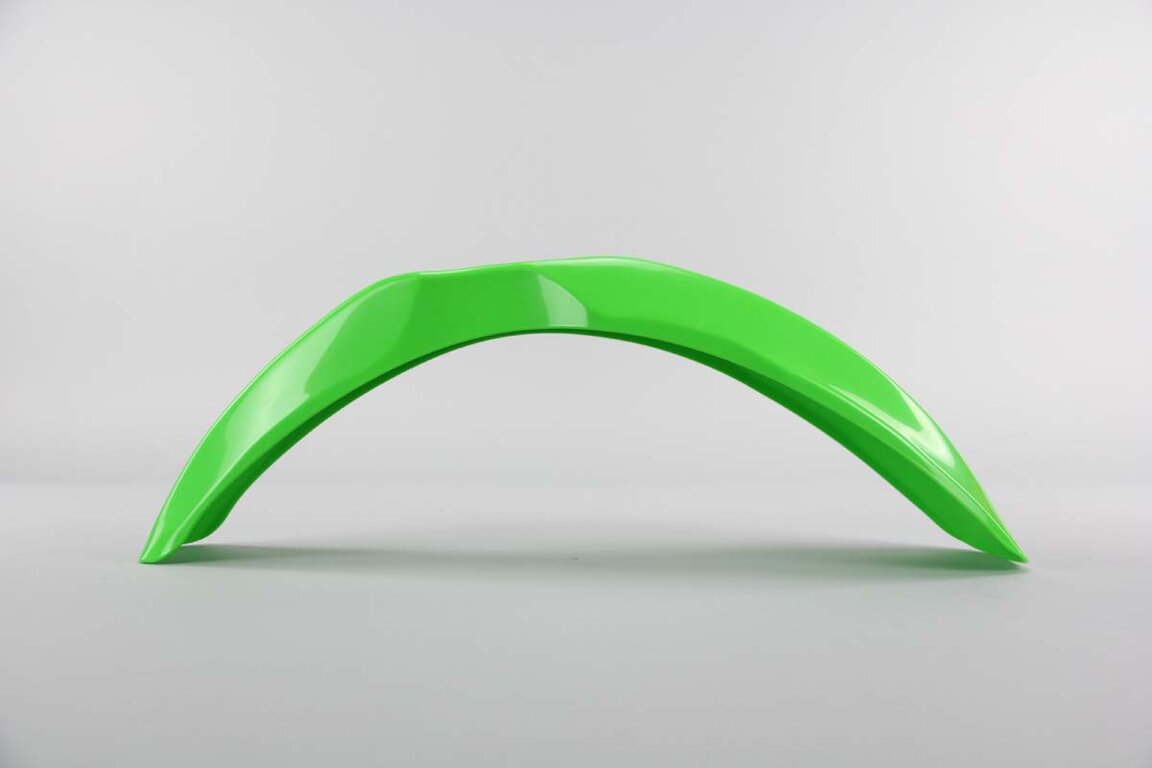 Polisport Green Front Fender replacement plastics for 00-26 Kawasaki, Suzuki KX65, RM65 dirt bikes 360 view