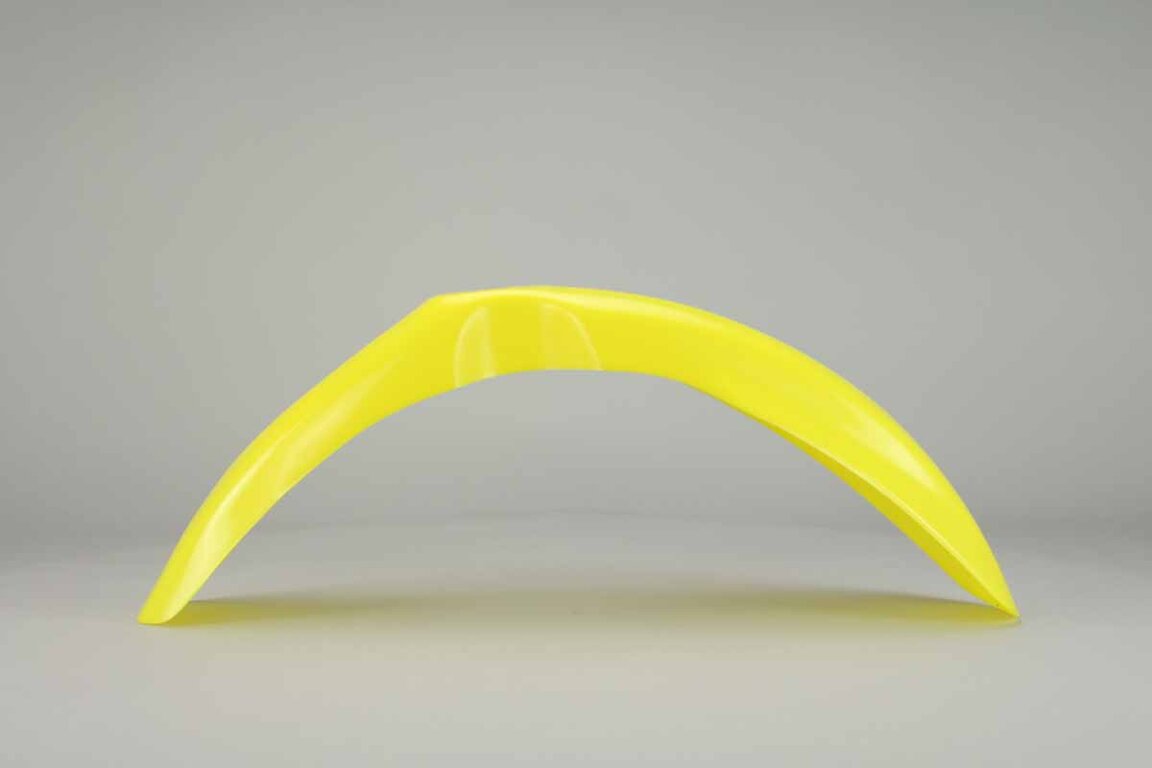 Polisport Yellow Front Fender replacement plastics for 00-26 Suzuki RM80, RM85 dirt bikes 360 view
