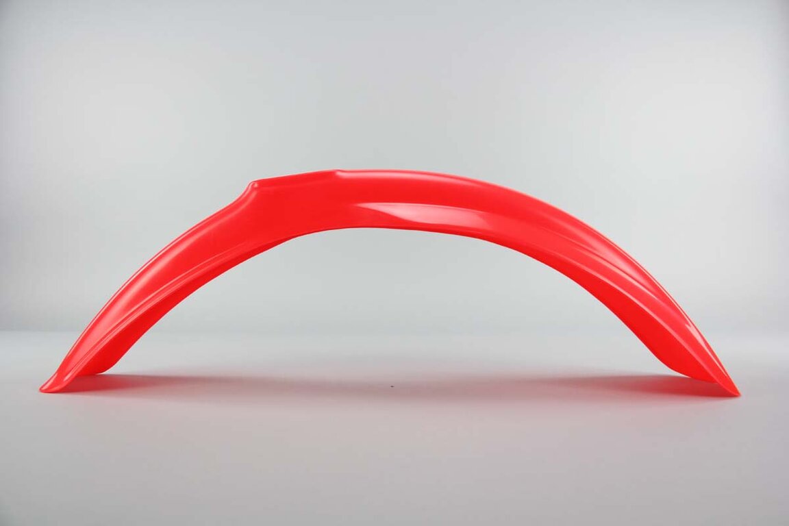 Polisport Flo Tint Red 067 Front Fender replacement plastics for 88-01 Honda CR125, CR250, CR500 dirt bikes 360 view