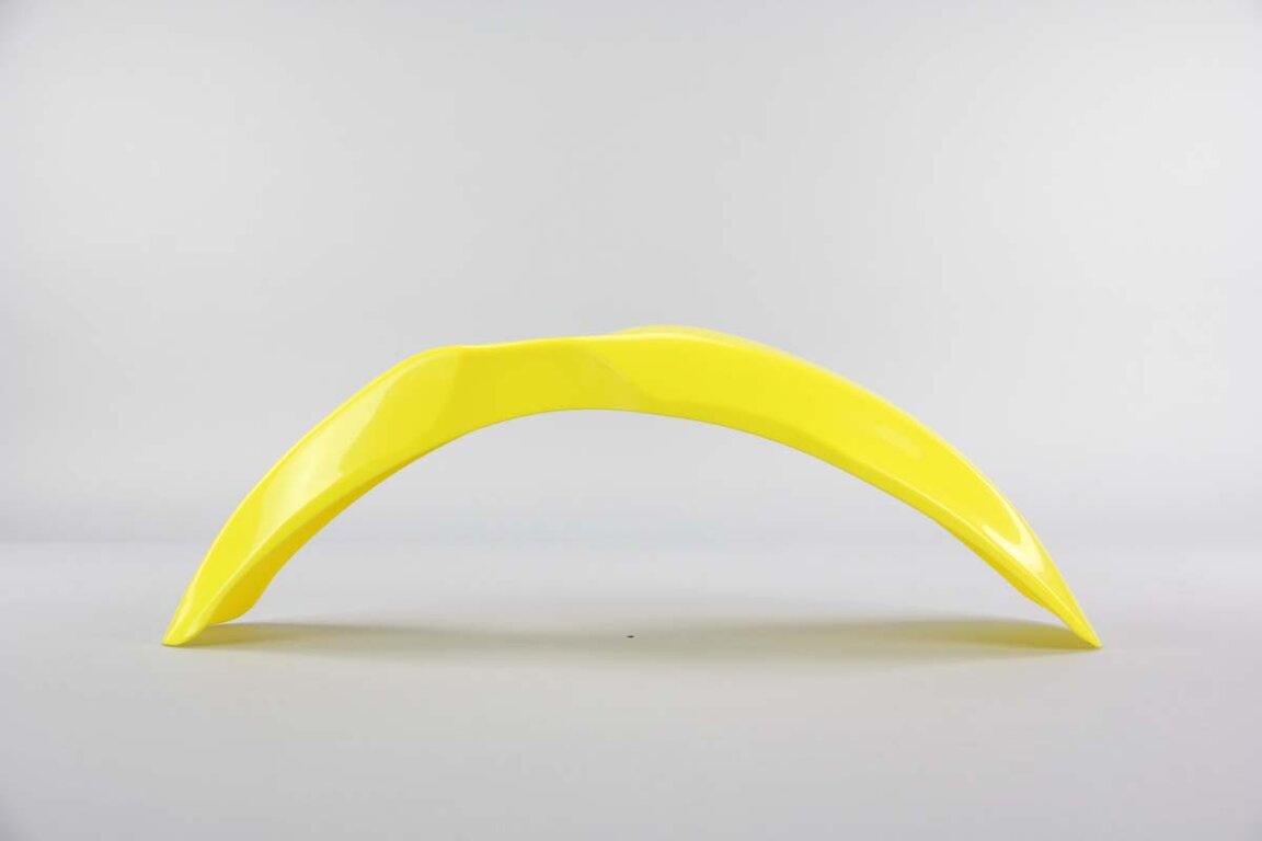 Polisport Yellow Front Fender replacement plastics for 00-26 Kawasaki, Suzuki KX65, RM65 dirt bikes 360 view