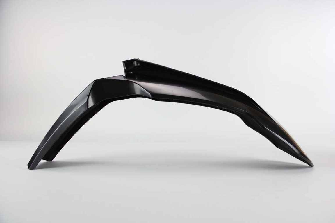 UFO Black Front Fender replacement plastics for 12-16 KTM EXC, EXCF, SX, SXF, XC, XCF, XCW dirt bikes 360 view