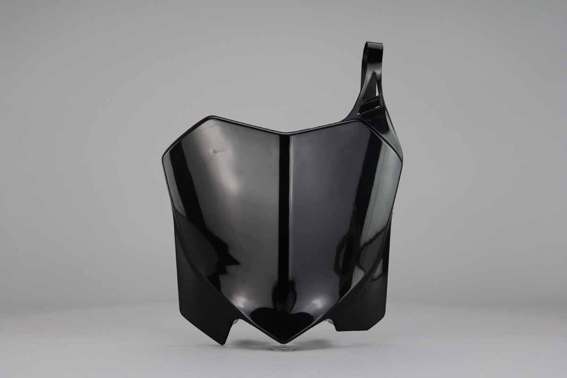 UFO Black Front Number Plate replacement plastics for 09-13 Honda CRF250, CRF450 dirt bikes 360 view