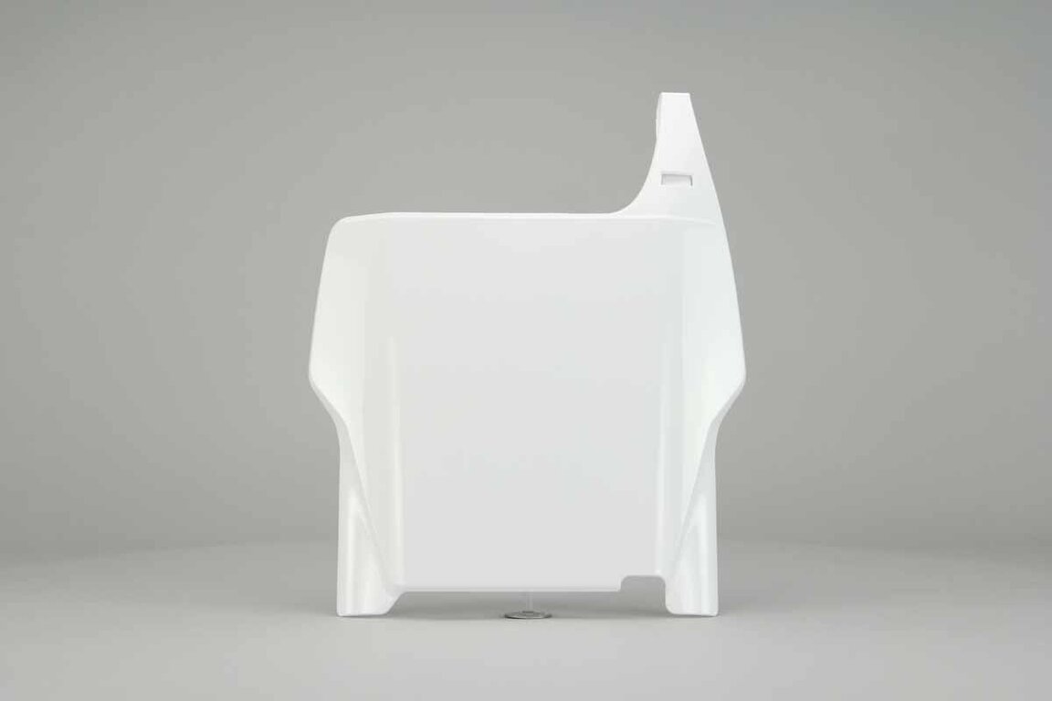 UFO White Front Number Plate replacement plastics for 04-07 Honda CR125, CR250, CRF250, CRF450 dirt bikes 360 view