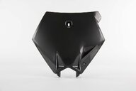 UFO Black Front Number Plate replacement plastics for 99-08 KTM EXC, MXC, SMR, SX, SXF, XC, XCF, XCG, XCW dirt bikes 360 view