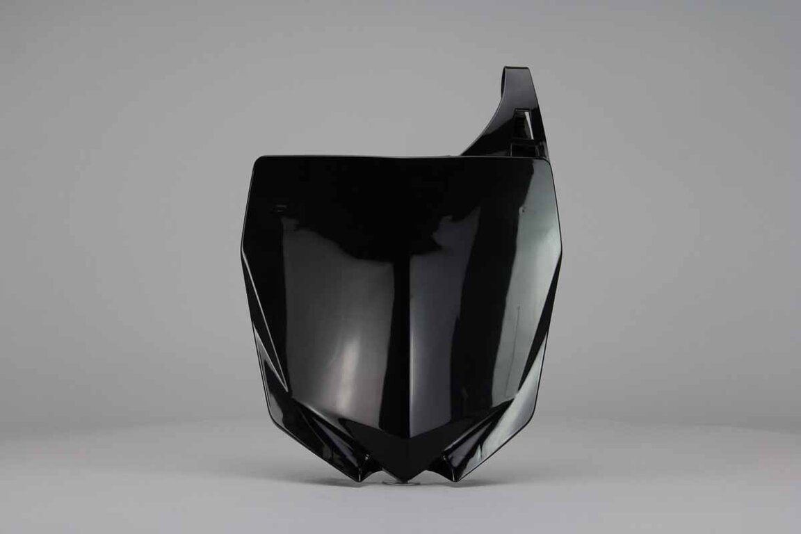 UFO Black Front Number Plate replacement plastics for 02-20 Yamaha YZ125, YZ250, YZ250F, YZ250FX, YZ450F, YZ450FX dirt bikes 360 view