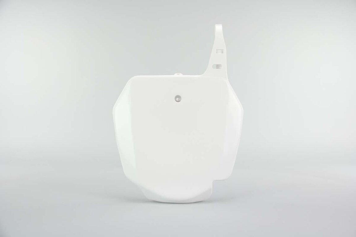 UFO White Front Number Plate replacement plastics for 02-26 Suzuki RM85 dirt bikes 360 view