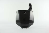 UFO Black Front Number Plate replacement plastics for 00-26 Kawasaki, Suzuki KLX110, KX65, RM65 dirt bikes 360 view
