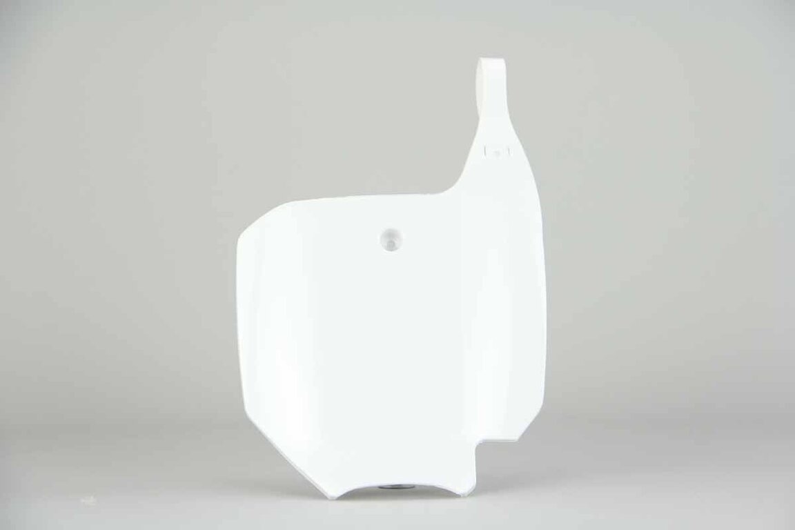 Polisport White Front Number Plate replacement plastics for 03-26 Honda CR85, CRF150 dirt bikes 360 view