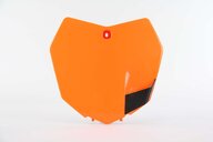 UFO Orange Front Number Plate replacement plastics for 12-16 KTM SX, SXF, XC, XCF dirt bikes 360 view