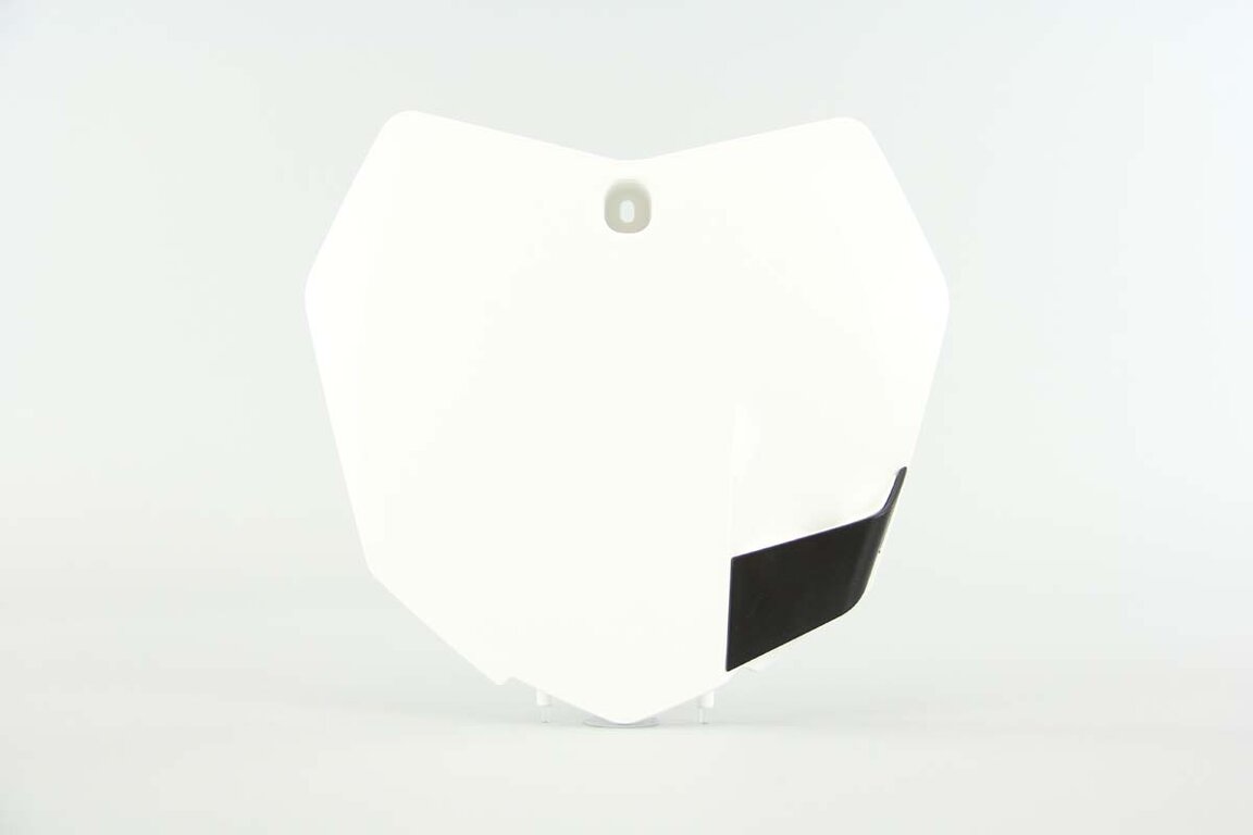 UFO White Front Number Plate replacement plastics for 12-16 KTM SX, SXF, XC, XCF dirt bikes 360 view
