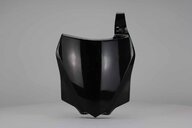 UFO Black Front Number Plate replacement plastics for 14-26 Kawasaki KX100, KX112, KX85 dirt bikes 360 view