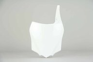 Polisport White Front Number Plate replacement plastics for 14-26 Kawasaki KX100, KX112, KX85 dirt bikes 360 view