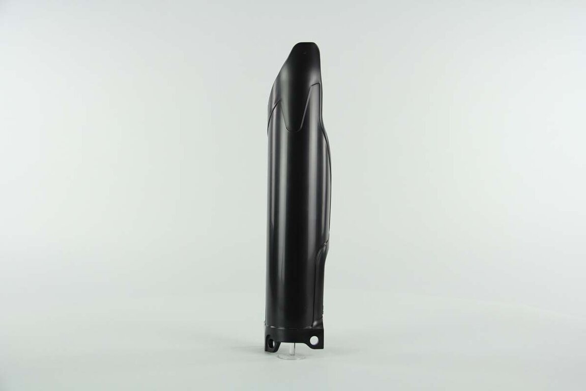 Right Side Polisport Black Lower Fork Guards replacement plastics for 09-27 Kawasaki KLX, KX250F, KX450F dirt bikes.