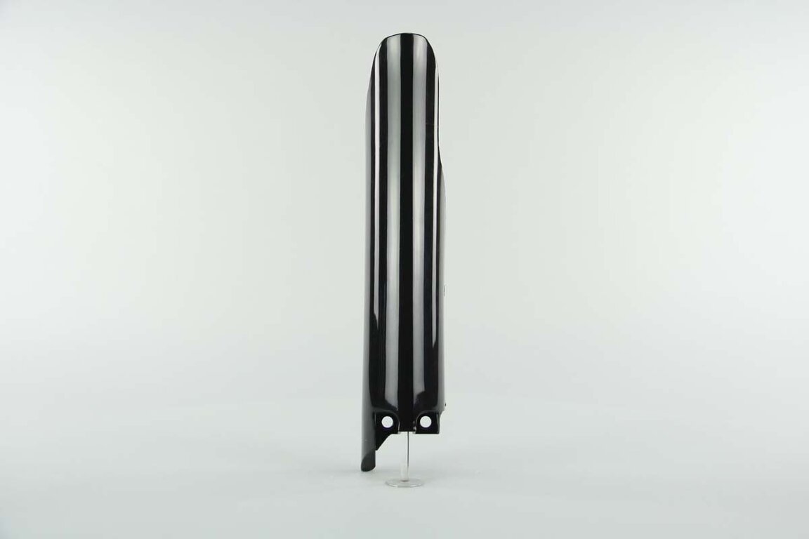 Right Side Polisport Black Lower Fork Guards replacement plastics for 04-26 Suzuki RM125, RM250, RMZ250, RMZ450 dirt bikes.