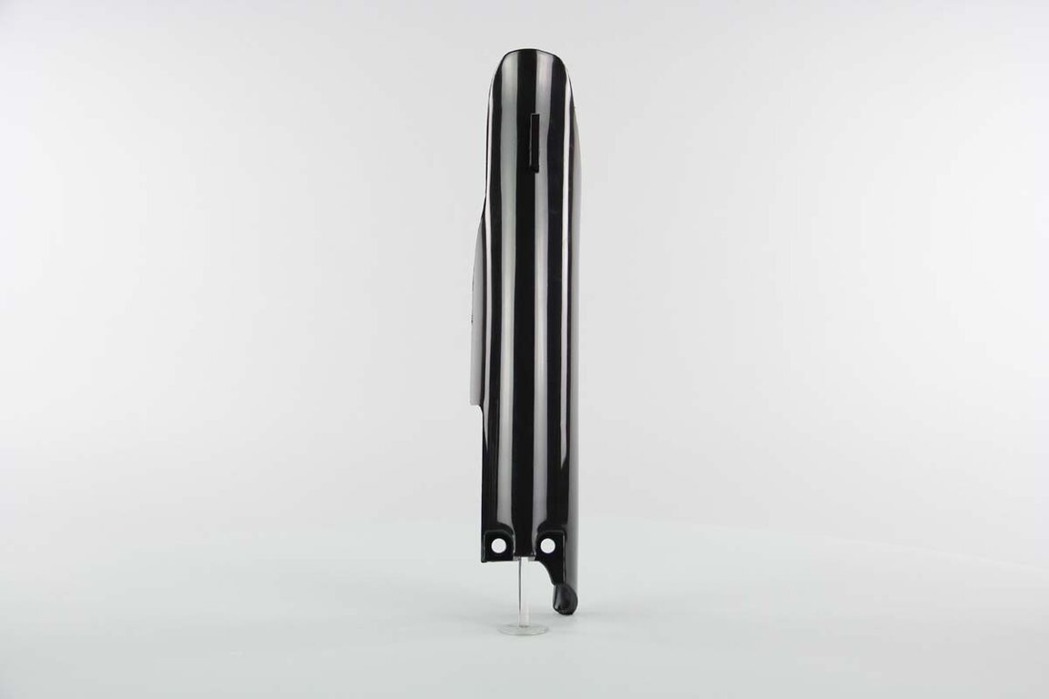 Left Side Polisport Black Lower Fork Guards replacement plastics for 04-26 Suzuki RM125, RM250, RMZ250, RMZ450 dirt bikes.