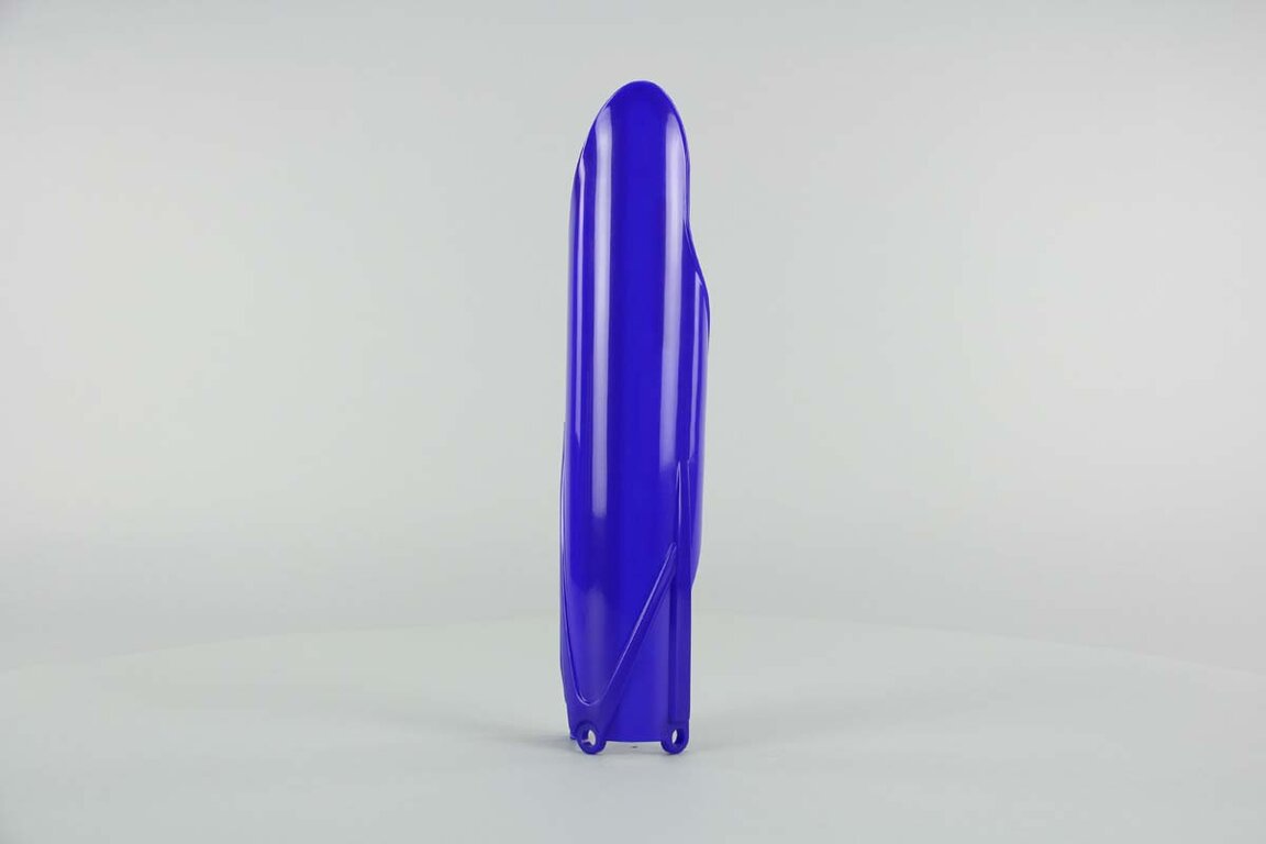 Right Side UFO Blue Lower Fork Guards replacement plastics for 10-27 Yamaha YZ125, YZ250, YZ250F, YZ250FX, YZ450F, YZ450FX dirt bikes.