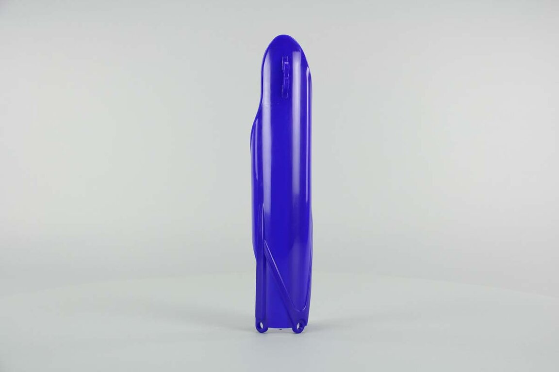 Left Side UFO Blue Lower Fork Guards replacement plastics for 10-27 Yamaha YZ125, YZ250, YZ250F, YZ250FX, YZ450F, YZ450FX dirt bikes.