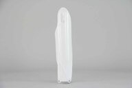 Left Side Polisport White Lower Fork Guards replacement plastics for 10-27 Yamaha YZ125, YZ250, YZ250F, YZ250FX, YZ450F, YZ450FX dirt bikes.