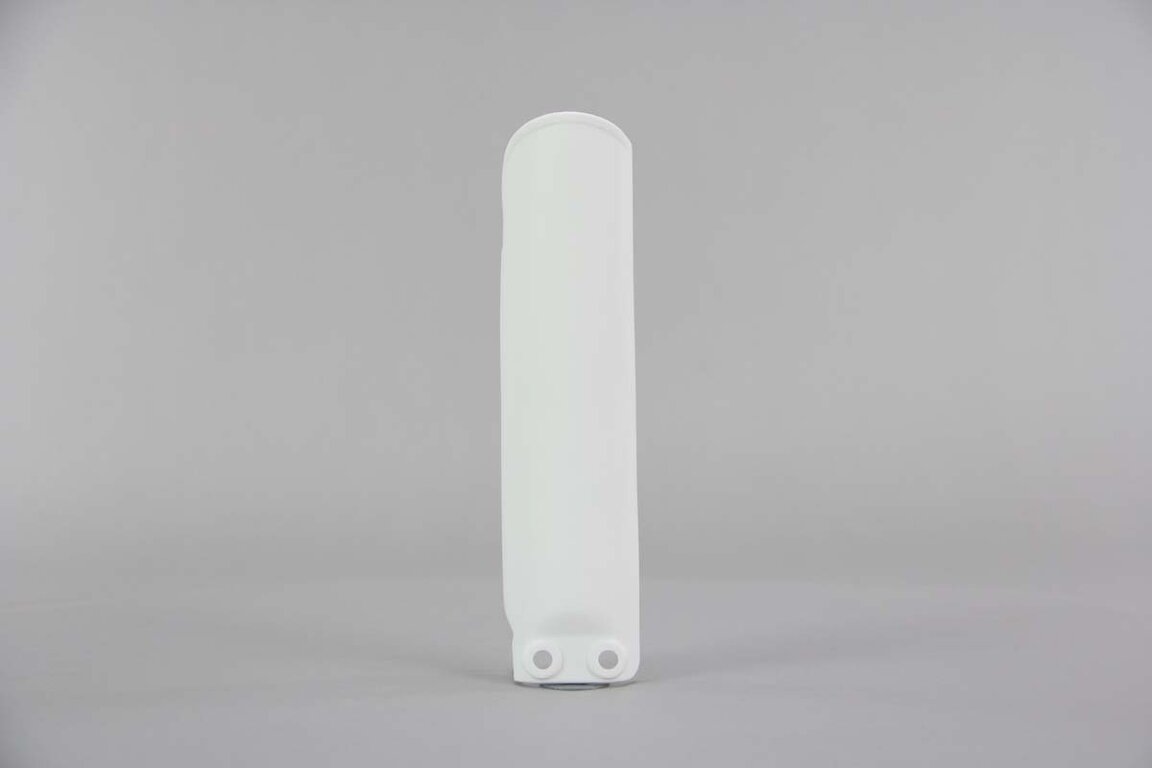 Right Side UFO White Lower Fork Guards replacement plastics for 02-27 GasGas, Husqvarna, KTM MC, MC-E, EE, TC, SX50, SX65, SX-E dirt bikes.
