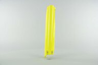 Right Side UFO Yellow Lower Fork Guards replacement plastics for 04-06 Suzuki RM125, RM250 dirt bikes.