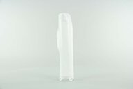 Left Side Polisport White with Billet Speedo Holder Lower Fork Guards replacement plastics for 04-17 Honda CRF250, CRF450 dirt bikes.