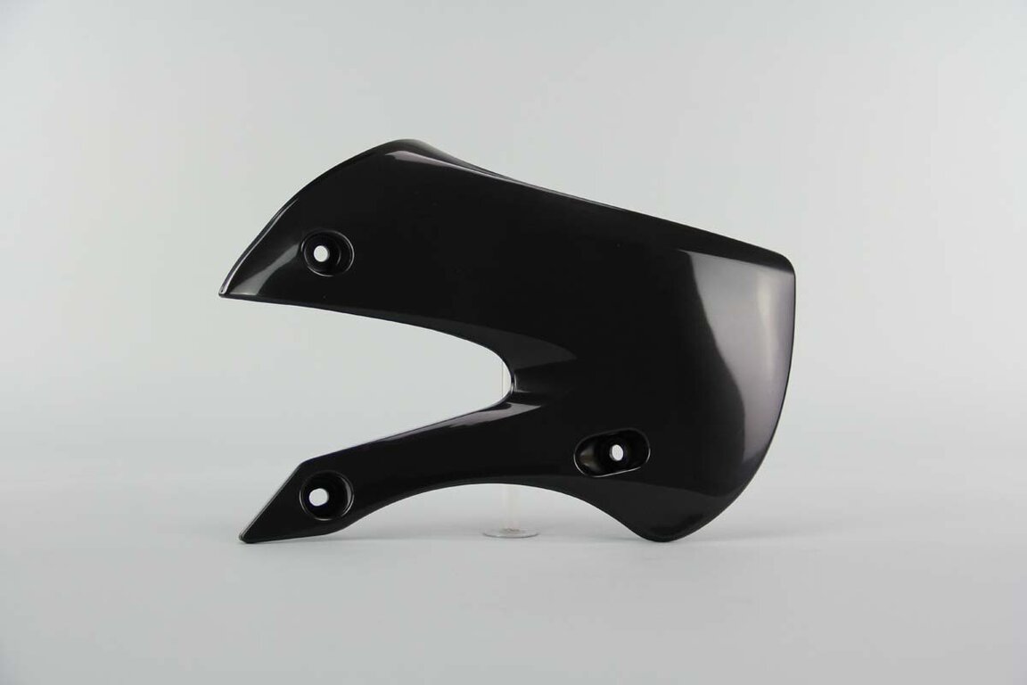 Right Side UFO Black Radiator Shroud Set replacement plastics for 00-26 Kawasaki, Suzuki KLX110, KX65, RM65 dirt bikes.