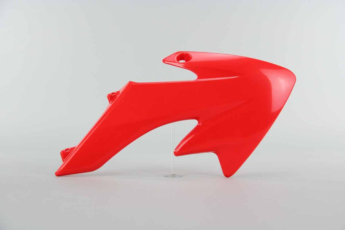 Right Side Polisport Red Radiator Shroud Set replacement plastics for 04-26 Honda CRF50 dirt bikes.