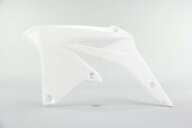 Left Side UFO White Radiator Shroud Set replacement plastics for 08-17 Suzuki RMZ450 dirt bikes.