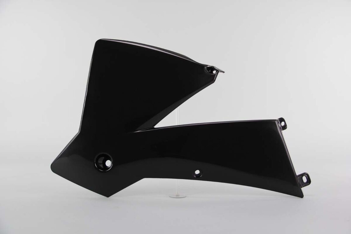Left Side UFO Black Radiator Shroud Set replacement plastics for 01-04 KTM EXC, MXC, SX dirt bikes.
