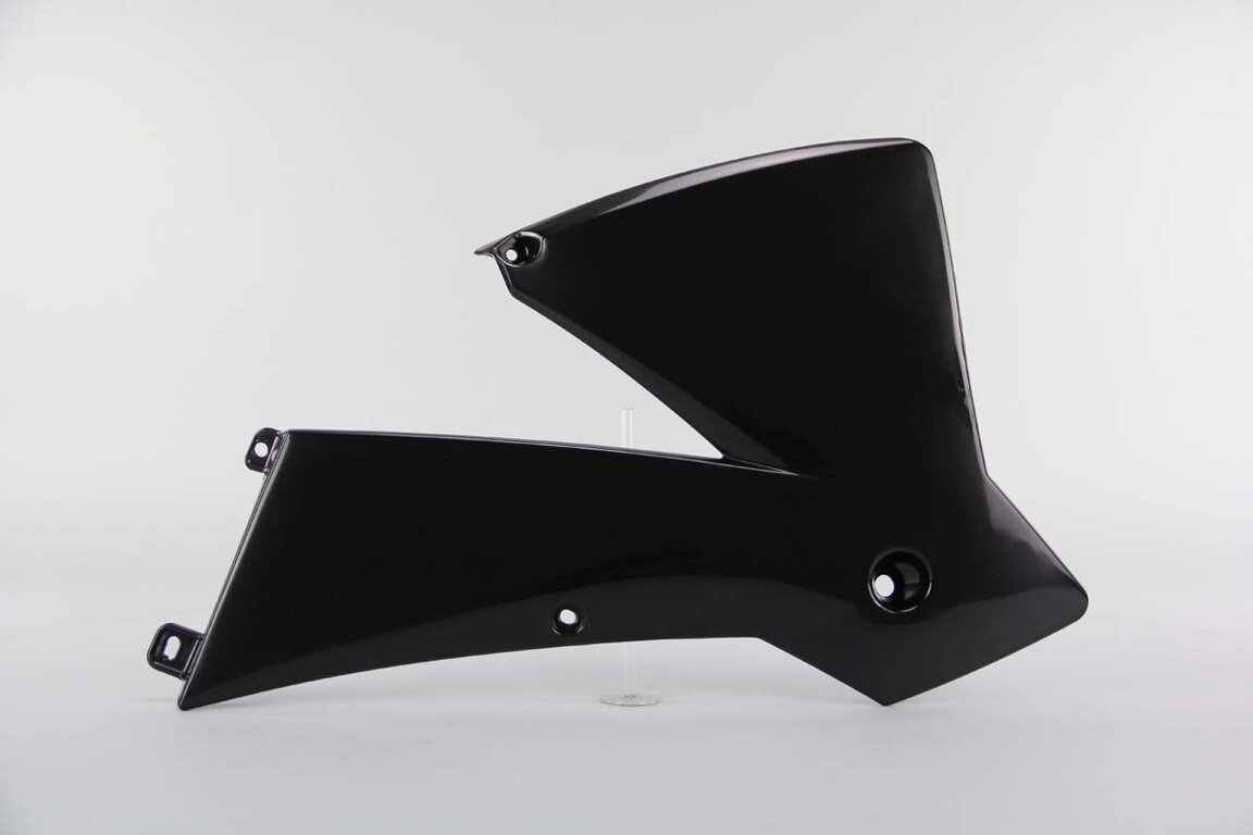 Right Side UFO Black Radiator Shroud Set replacement plastics for 01-04 KTM EXC, MXC, SX dirt bikes.