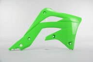 Right Side UFO Green Radiator Shroud Set replacement plastics for 12-15 Kawasaki KX450F dirt bikes.