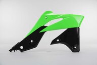 Right Side UFO Green / Black Radiator Shroud Set replacement plastics for 13-16 Kawasaki KX250F dirt bikes.